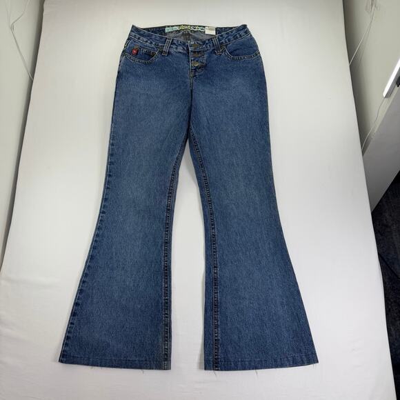Vintage y2k Mudd Women's Flare Jeans Size 3 Blue Denim Medium Wash Bell Bottom - Picture 2 of 8